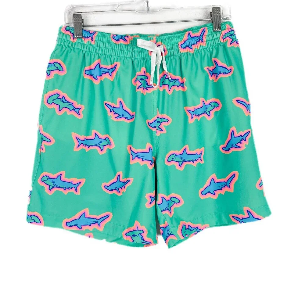 NWOT Chubbies Classic Swim Trunk 7" The Apex Swimmers Teal Sharks Size Large L - Picture 2 of 13